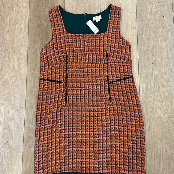 NEW Anthropologie Pink Tan Tweed Sheath Dress & Blazer, Size 14 - Picture 4 of 11